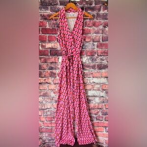 Diane Von Furstenberg Pink and Black Geometric Jumpsuit